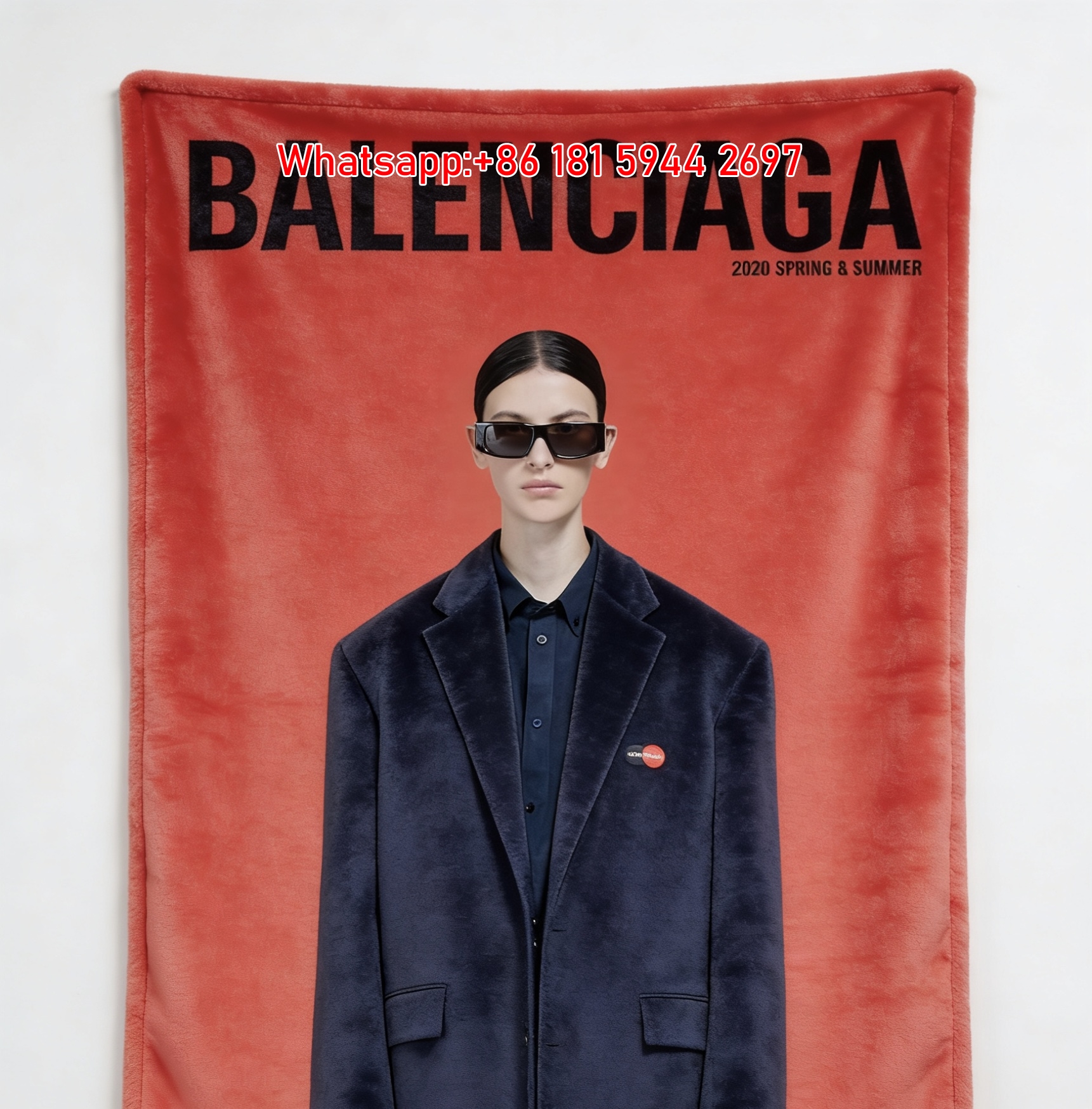 Balenciaga 2020 SS Fashion Print Flannel Throw Blanket BA264